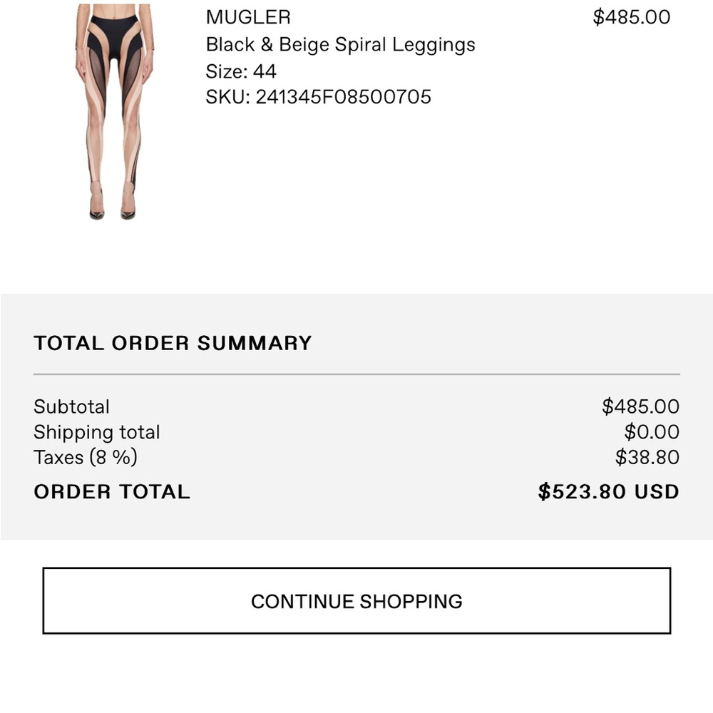 Mugler Leggings size 44